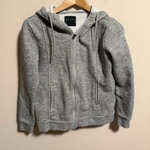 FIGS Essential Full-Zip Hoodie Jacket Heather Gray- Size XS